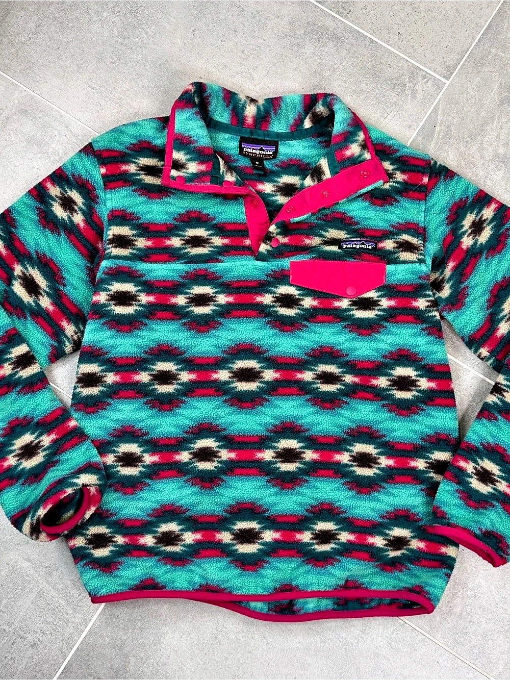 Patagonia Synchilla Snap-T Wild Desert Beryl Green Fleece Pullover Women’s M